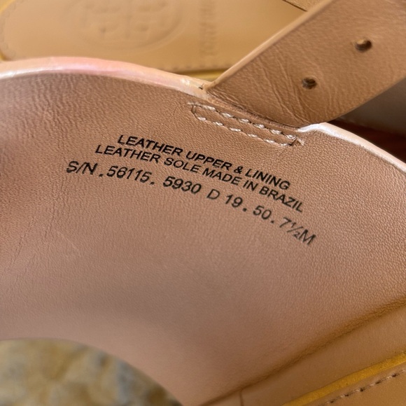 Tory Burch Nude Logo Wedge Sandal Heels Size 7.5M - Picture 6 of 9